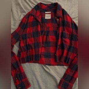 American Eagle Outfitters Red and Black Plaid Shirt